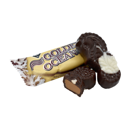 Sweets made of chocolate glaze with filling Golden Ocean